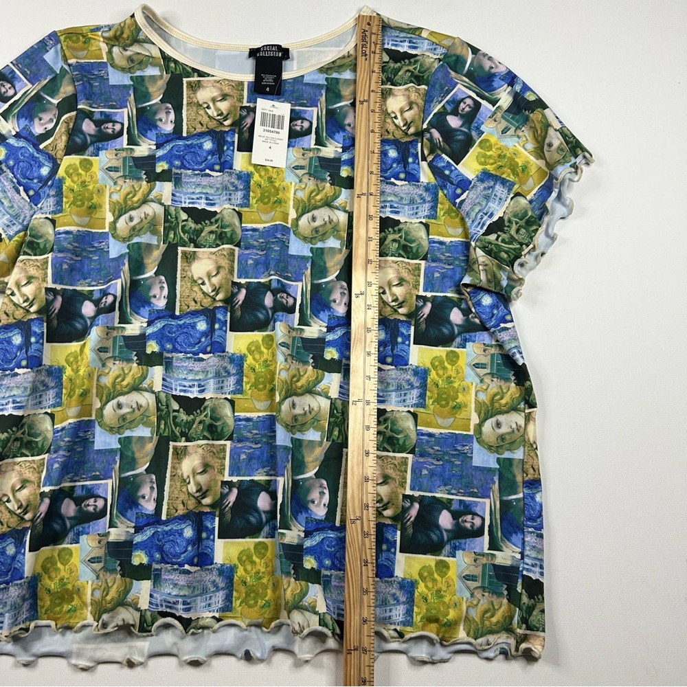 Hot Topic Social Collision Top Plus Size 4 Ruched Classic Art Shirt NEW WITH TAG - Picture 4 of 6